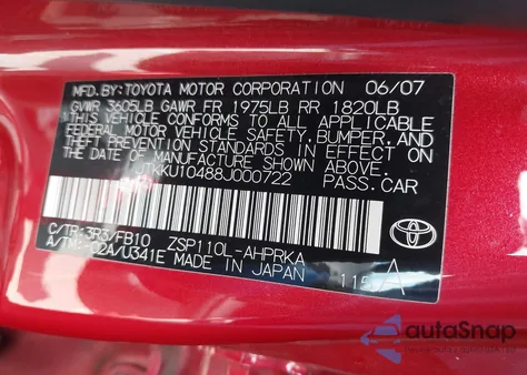 2008 Scion Xd из США, поврежденный, VIN JTKKU10488J000722